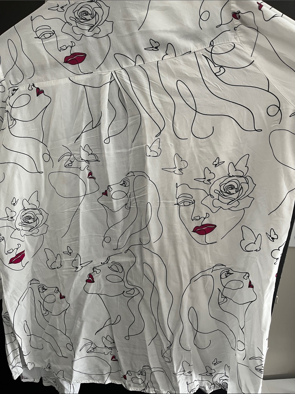 Feminist White Button-Down Shirt with Minimal Line Art - Picture 4 of 4